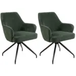 Möbelix Armlehnstuhl-set 2er Jeanette Kord Grün-Beine: Holz Schwarz