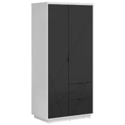 Drehtürenschrank B: 94 Cm Forn Schwarz/weiß