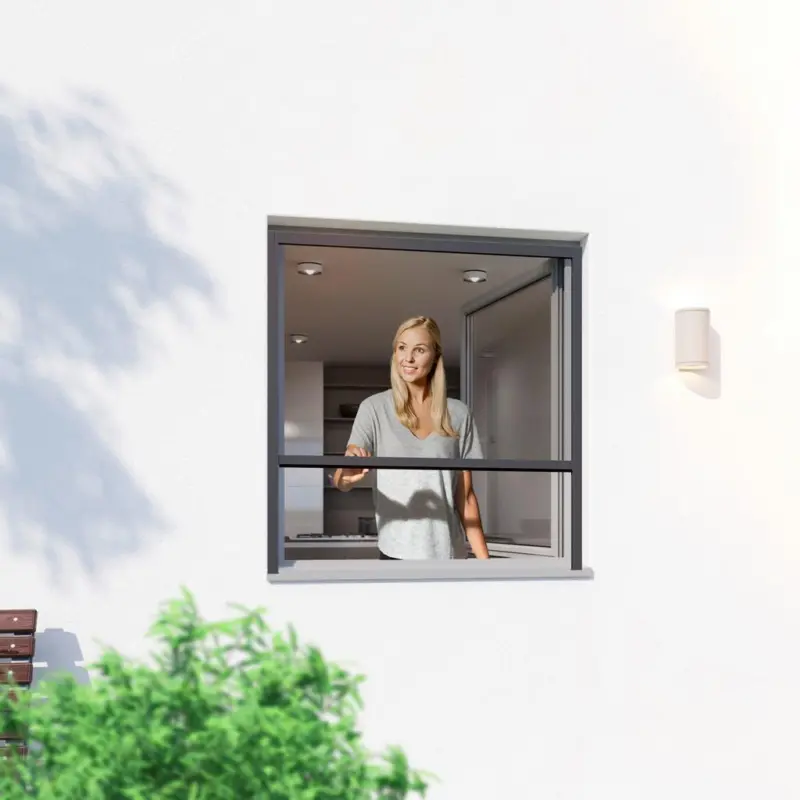 Fliegengitter Fenster 130x160cm Anthrazit