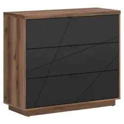 Kommode 106 Cm Forn, Schwarz/eiche Dekor