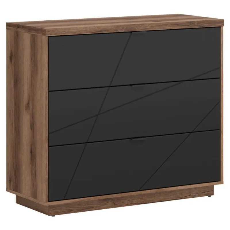Kommode 106 Cm Forn, Schwarz/eiche Dekor