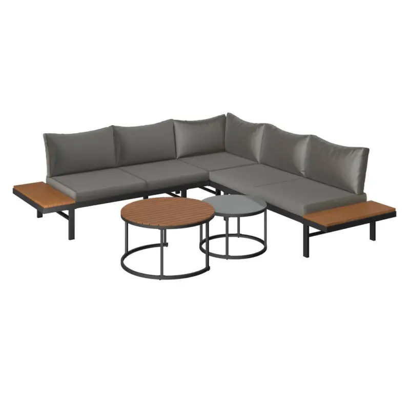 Loungegarnitur 4-tlg. Z&uuml;rich Holz/metall/glas Mit Kissen