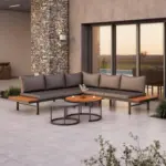 M&ouml;belix Loungegarnitur 4--Teilig. Z&uuml;rich Holz/Metall/Glas mit Kissen