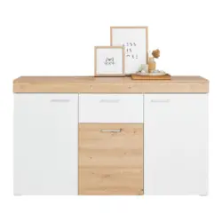 Sideboard 150 Cm Valencia Alpinweiß, Eiche Artisan