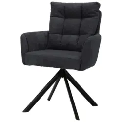 Armlehnstuhl Susan Dunkelgrau/schwarz Gepolstert