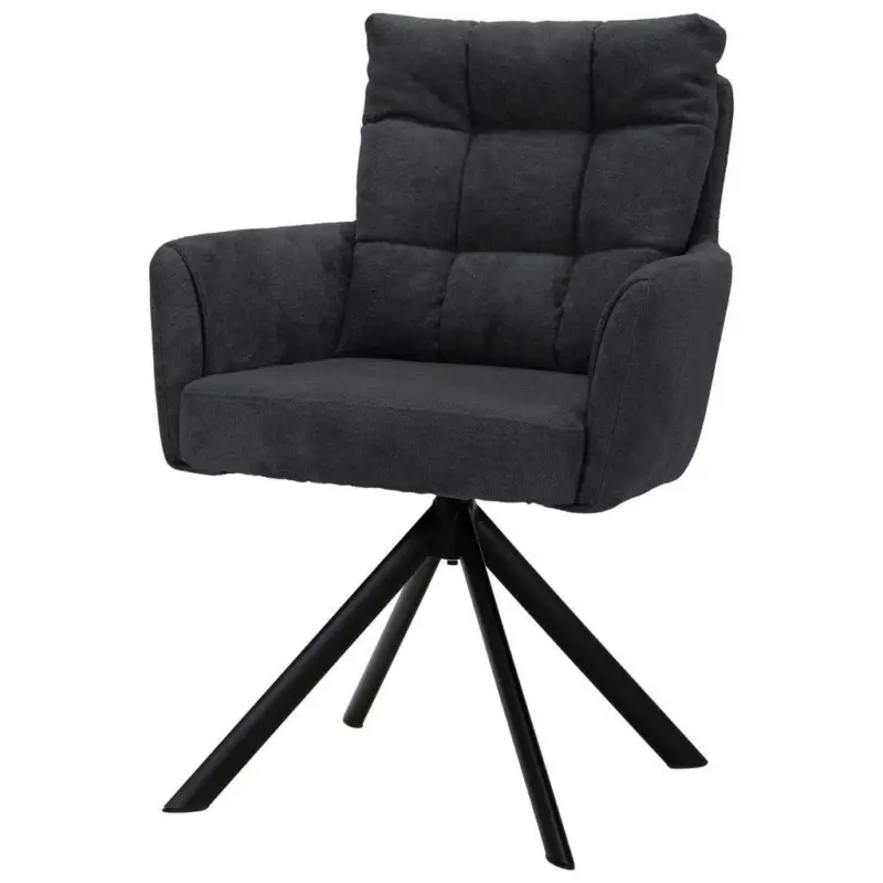 Armlehnstuhl Susan Dunkelgrau/schwarz Gepolstert