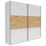 M&ouml;belix Schwebet&uuml;renschrank 218cm Saturn wei&szlig;/Eiche Dekor