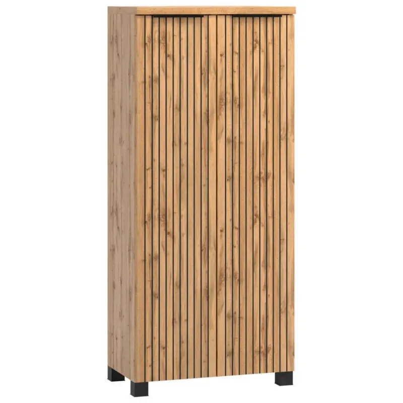 Midischrank Chester B: 60 Cm Eiche Wotan Dekor/schwarz