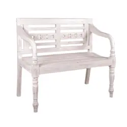 Gartenbank Echtholz Mahagoni Weiß 2-Sitzer Moyo