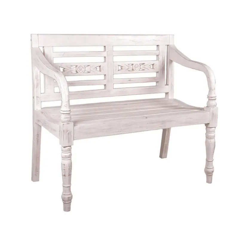 Gartenbank Echtholz Mahagoni Weiß 2-Sitzer Moyo