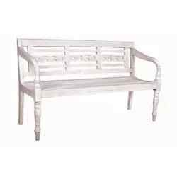 Gartenbank Echtholz Mahagoni Moyo Weiß 3-Sitzer