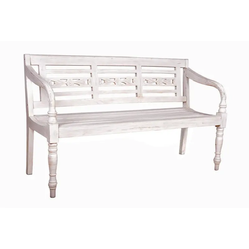 Gartenbank Echtholz Mahagoni Moyo Weiß 3-Sitzer