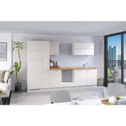 Küchenzeile Ip1200 ohne Geräte 310 cm Weiß/Eiche Dekor