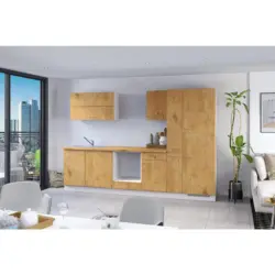 K&uuml;chenzeile Ip1200 ohne Ger&auml;te 310 cm Eiche Dekor