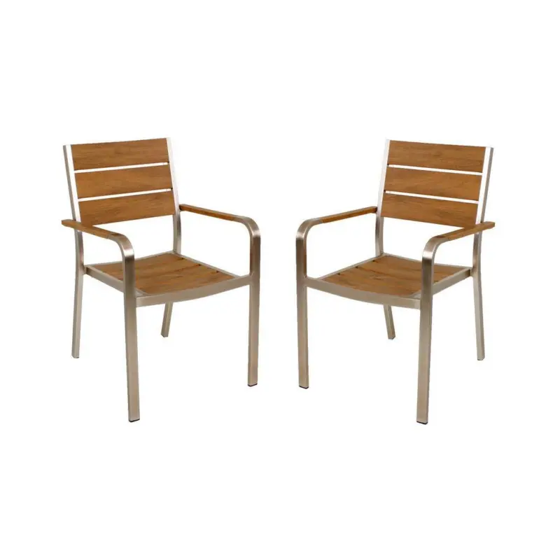 Gartenstuhl Set Florence Champagner-/Teakfarben