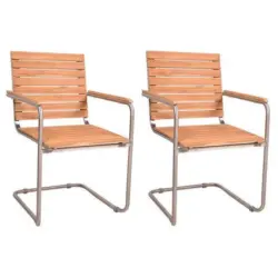 Gartensessel Stapelbar Denver 2er-Set Teakholz/Edelstahl