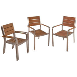 Gartensessel Stapelb. Florence 4er-Set Teakholz/Aluminium