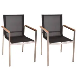 Gartenstuhl Stapelbar Denver 4er-Set Teakholz/Edelstahl