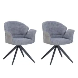 Armlehnstuhl Hilda Grau Drehbare Sitzfläche 2er-Set