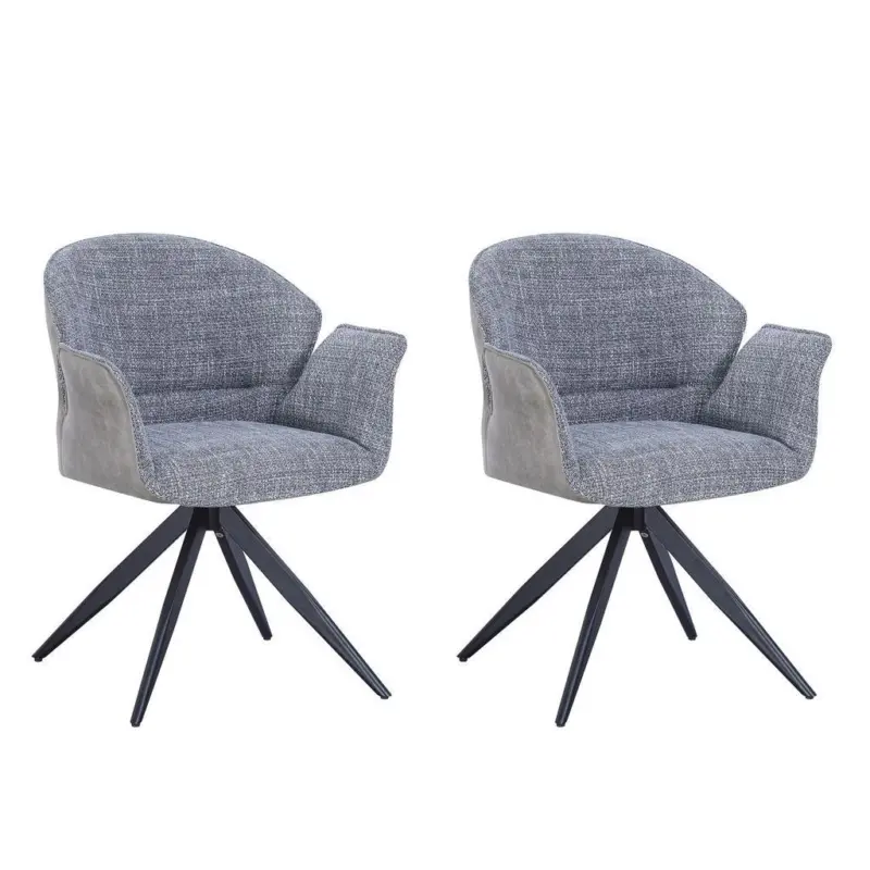 Armlehnstuhl Hilda Grau Drehbare Sitzfläche 2er-Set