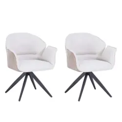 Armlehnstuhl Hilda Beige Drehbare Sitzfläche 2er-Set