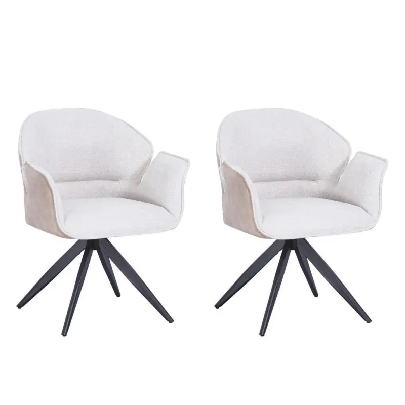 Armlehnstuhl Hilda Beige Drehbare Sitzfläche 2er-Set