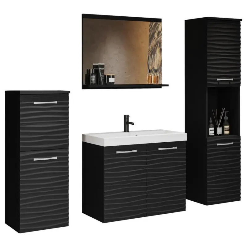 Badmöbel-set 4-tlg. Malo Ca. 120 Cm Schwarz