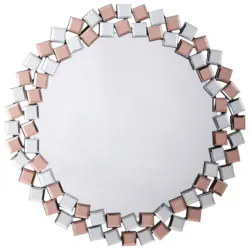 Wandspiegel Mosaic Rund 80 Cm Rahmen Rose/silber
