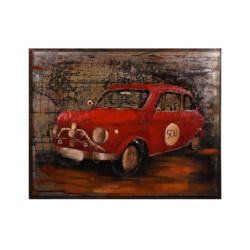 Metallbild Rotes Auto 100x80 cm