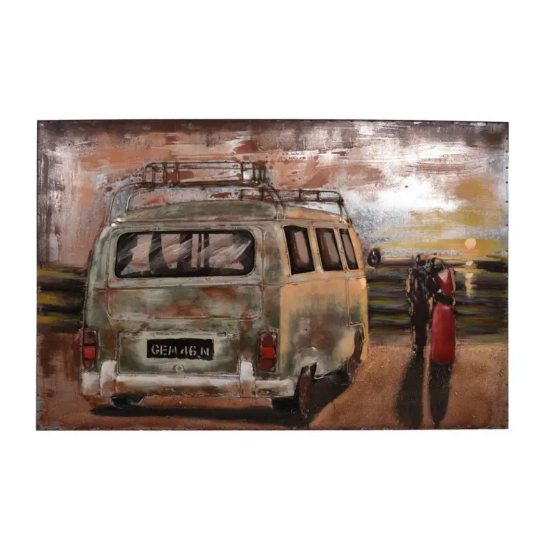 Metallbild Bulli mit Pärchen 80x120 cm