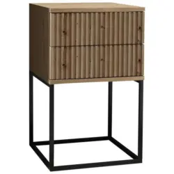 Nachtkästchen Eiche Dekor/ Schwarz H: 65 Cm Marle