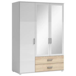 Drehtürenschrank Mit Laden 125cm Ivar Weiß/eiche Dekor