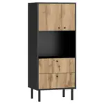 Möbelix Highboard 57 cm Bospe Schwarz/Ecihe Wotan