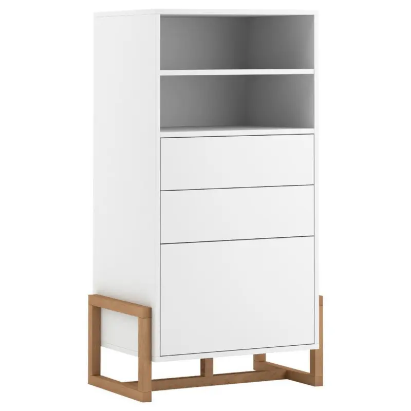 Highboard B: 63,4 Cm Oslo Weiß/buche Dekor