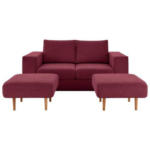 Möbelix 2-Sitzer-Sofa Looks V-2 Mit Hocker Rot