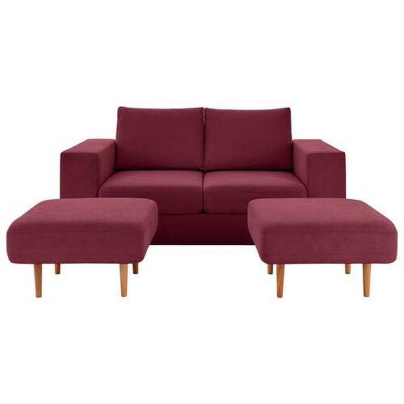 2-sitzer-sofa Looks V-2 Mit Hocker Rot