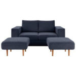 Möbelix 2-Sitzer-Sofa Looks V-2 mit Hockern Dunkelblau