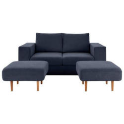 2-Sitzer-Sofa Looks V-2 mit Hockern Dunkelblau