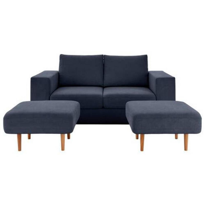 2-sitzer-sofa Looks V-2 Mit Hockern Dunkelblau