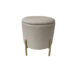 Hocker Logan Samt Creme Sitz Gepolstert