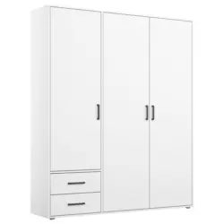 Drehtürenschrank Mit Schubladen 140 cm Weiß