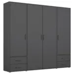 Möbelix Drehtürenschrank mit Schubladen 187 cm Grau