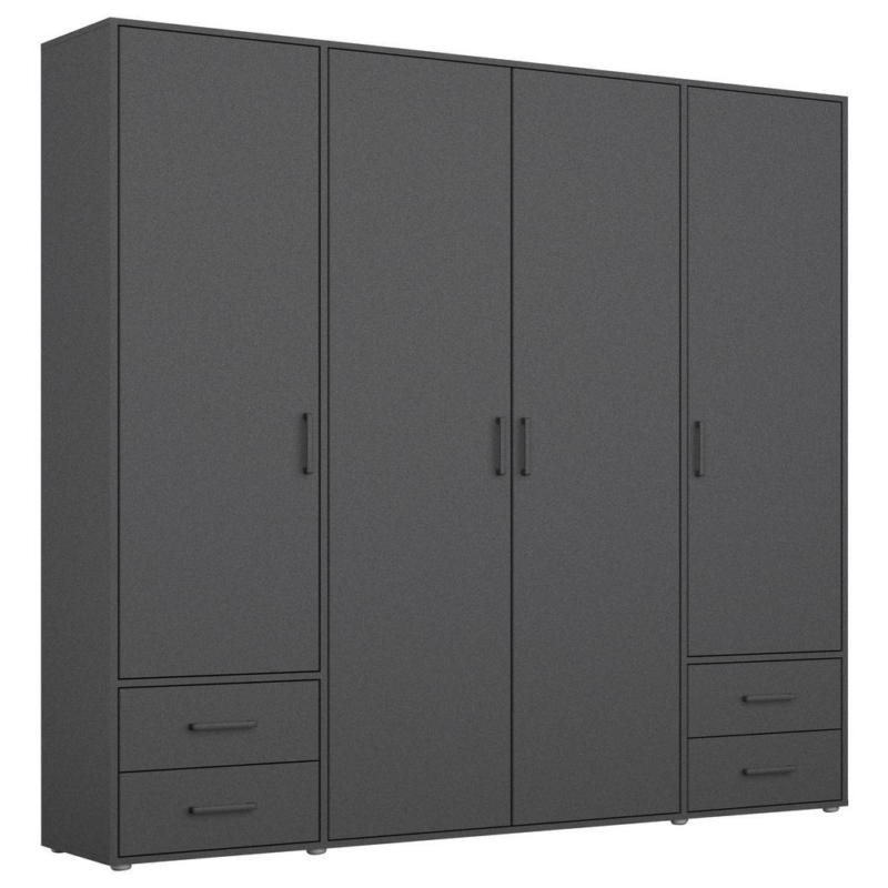 Drehtürenschrank mit Schubladen 187 cm Grau