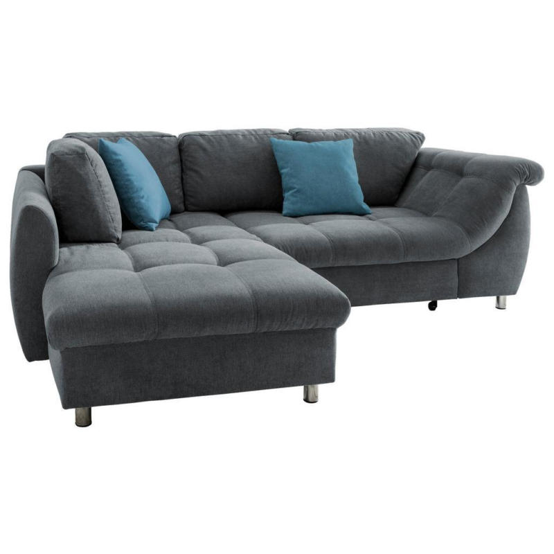 Ecksofa mit Schlaffunktion + Zierkissen Agira, Blau