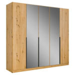 Möbelix Drehtürenschrank Skyla Eiche Artisan/Glas 226 cm