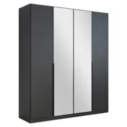 Drehtürenschrank Skyla Grau/Glas B: 181 cm