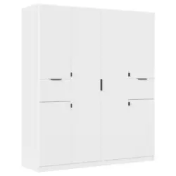 Drehtürenschrank Mit Schubladen 181 cm Ticao Weiß