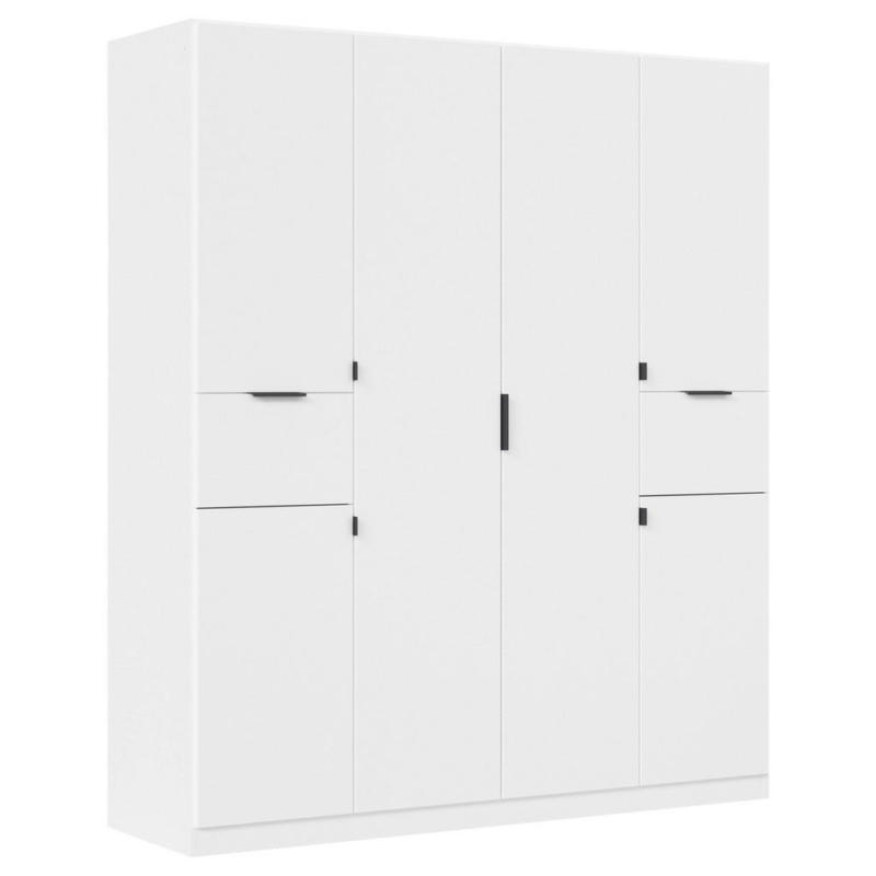 Drehtürenschrank Mit Schubladen 181 cm Ticao Weiß