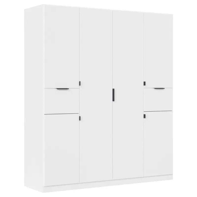 Drehtürenschrank Mit Schubladen 181 cm Ticao Weiß