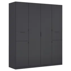 Drehtürenschrank Mit Schubladen 181 Cm Grau